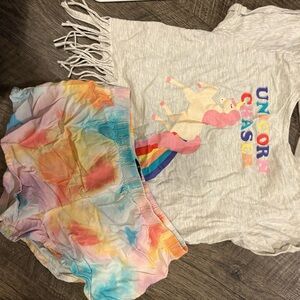 Colorful Unicorn Kids Tee and Shorts Set